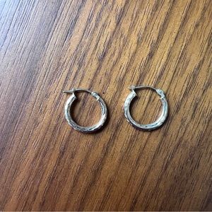 Hammered gold small hoops